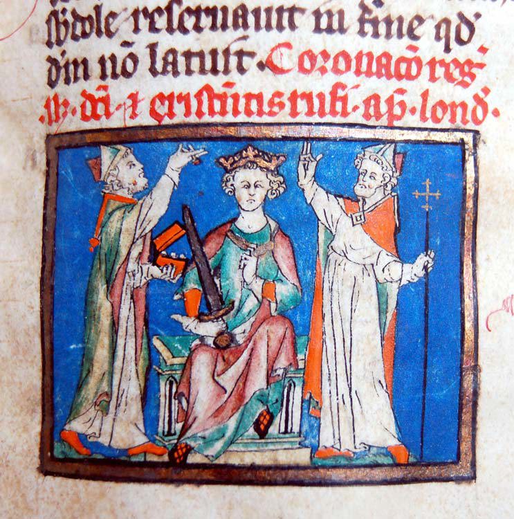 Illuminated manuscript depicting the crowning of William II