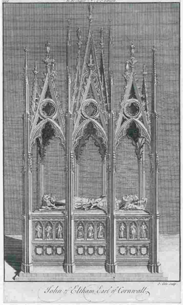 Tomb of John of Eltham with a large canopy over it, now gone