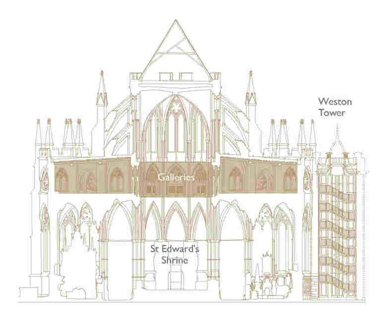 Diagram showing the location of The Queen's Diamond Jubilee Galleries in Westminster Abbey