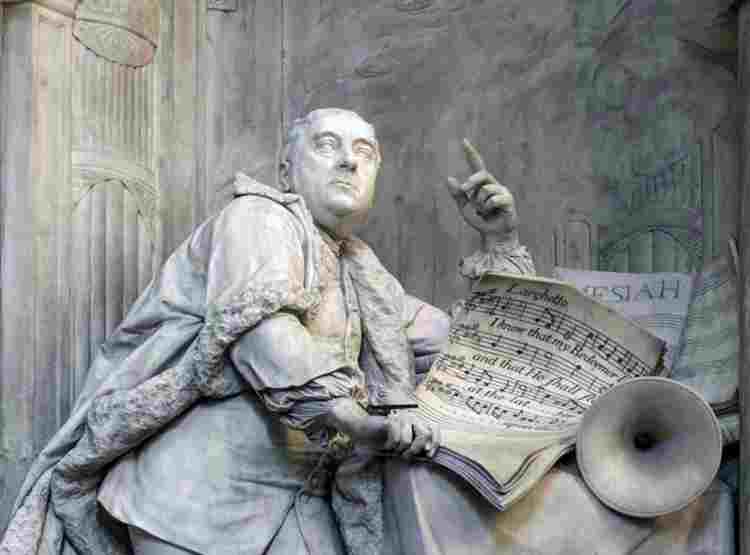 Figure of composer Handel with a music score