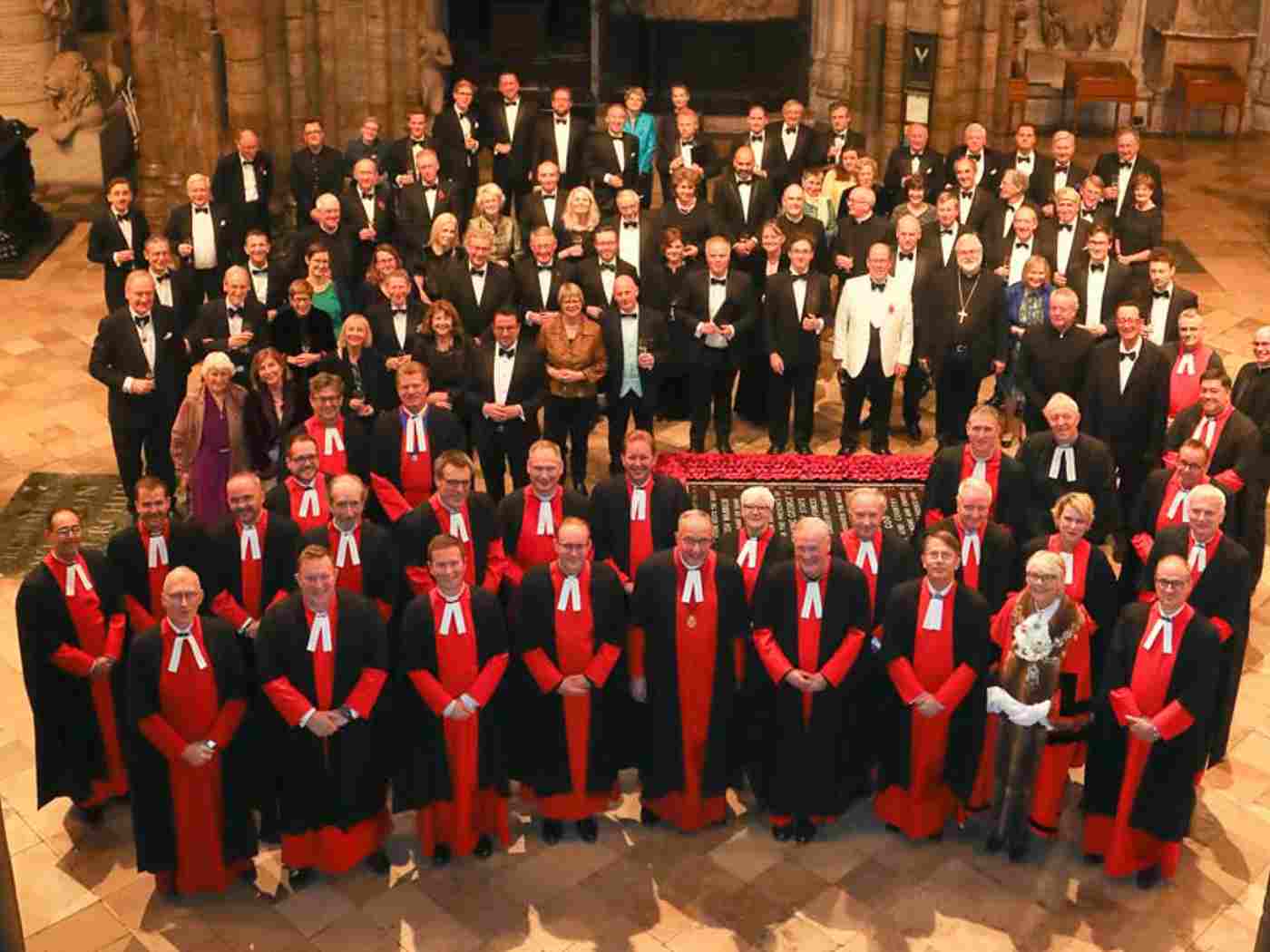 The Dean with colleagues and friends at his farewell dinner