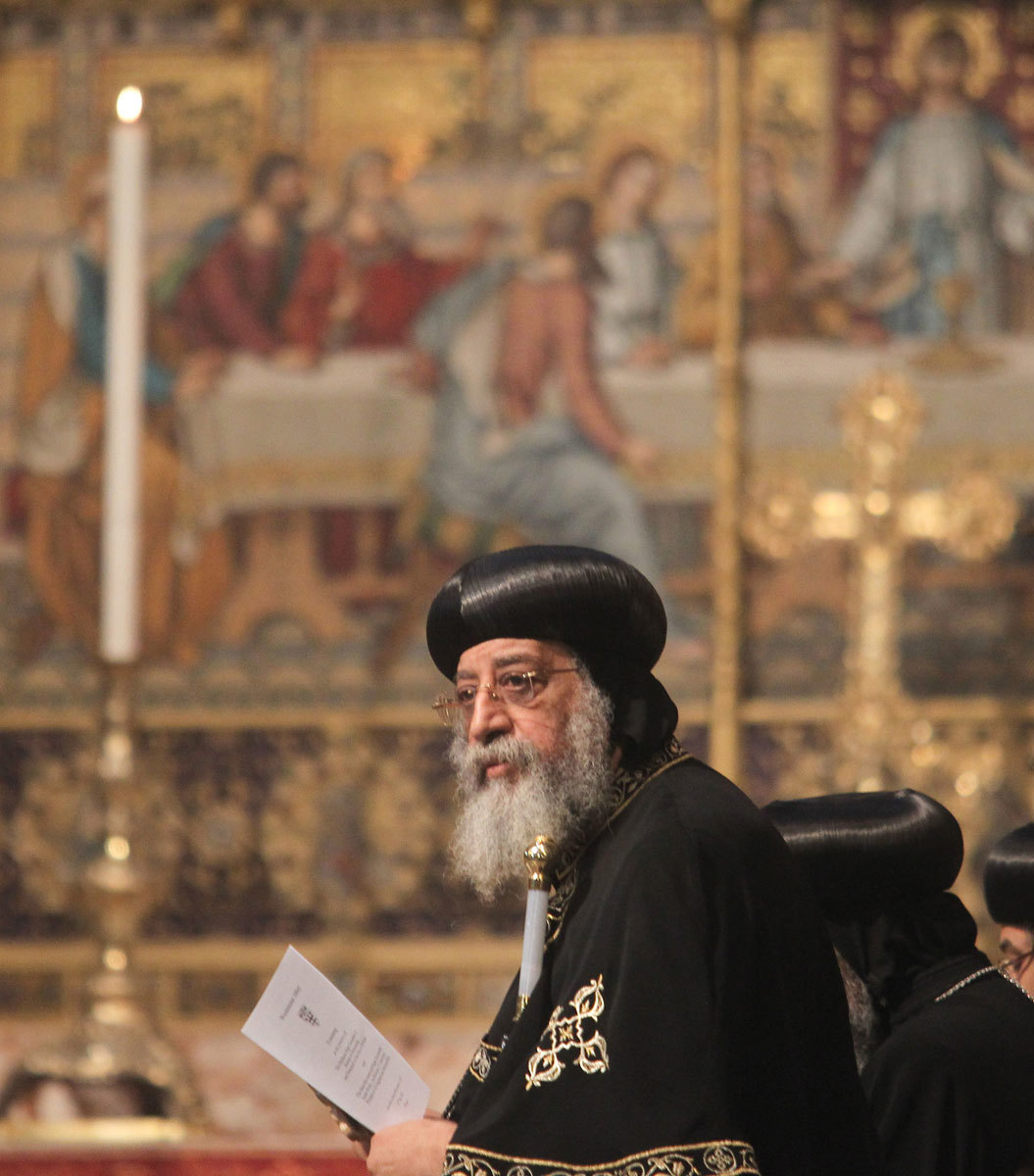 His Holiness Pope Tawadros II, Bishop of Alexandria and Patriarch of the See of St Mark, during the service