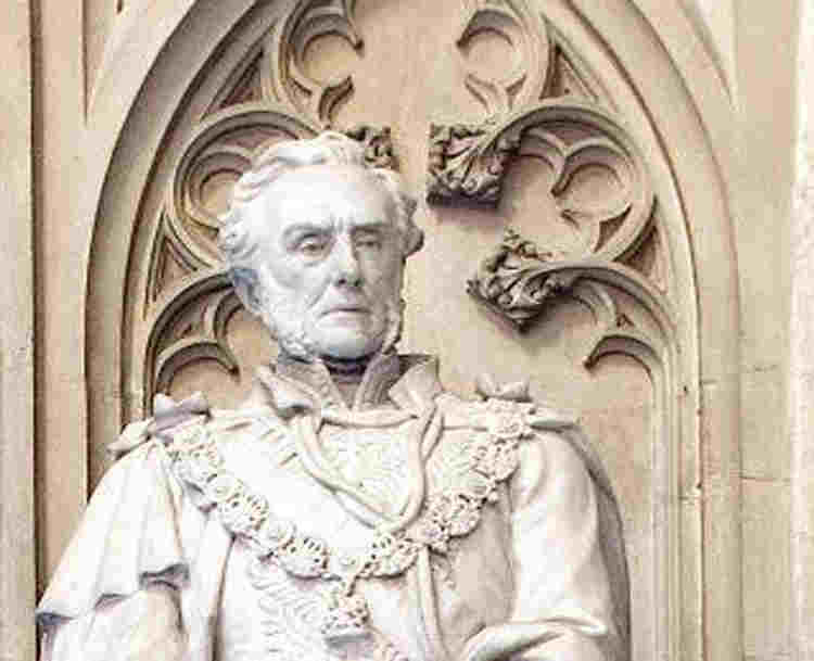 Photograph of Anthony Ashley Cooper's statue in Westminster Abbey, representing the Rule of Law, one of the British Values