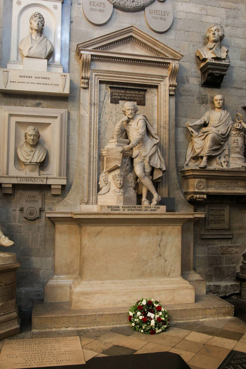 The wreath at Shakespeare's memorial