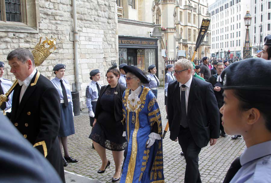 Lord Mayor of Westminster, Councillor Ruth Bush, enters Westminster Abbey