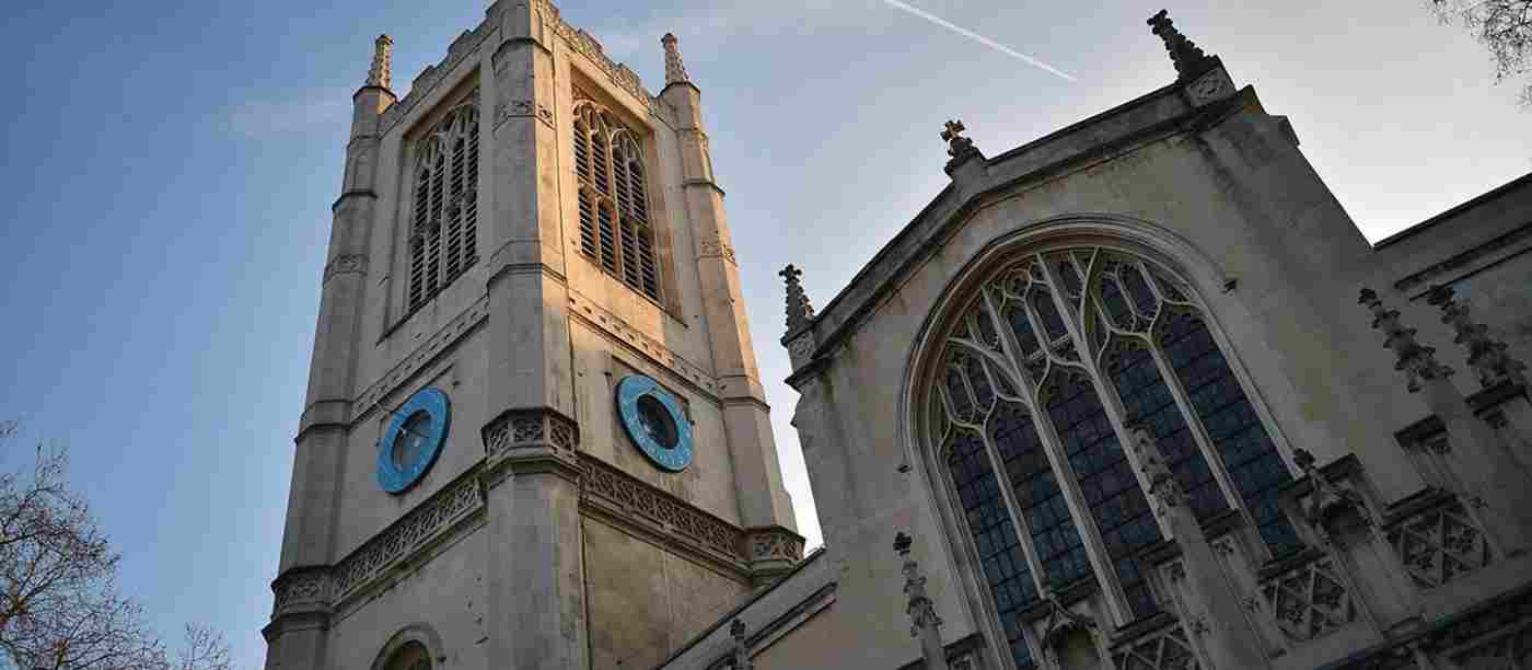 The clock tower of St Margaret's Church, Westminster