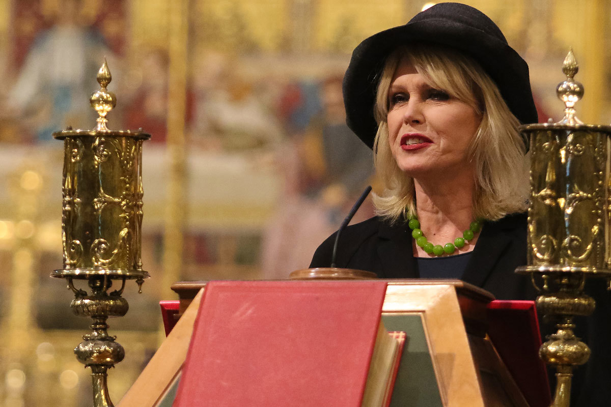 Joanna Lumley OBE reads her poem, For the Former Greatest Living Irishman, written especially for the service with Richard Stilgoe