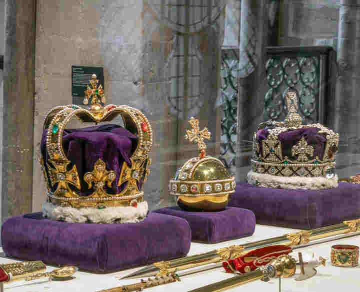 Photograph of replica coronation regalia representing the Coronations Virtual Classroom session