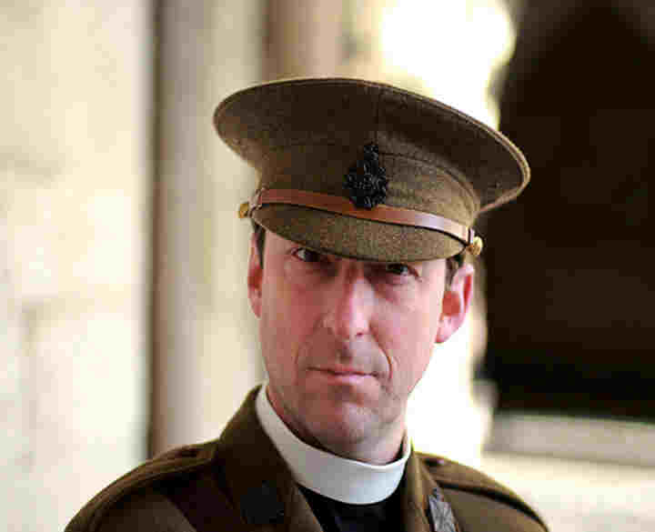 Photograph of member of staff dressed as Padre Railton representing the Padre Railton - WW1 soldier Virtual Classroom session