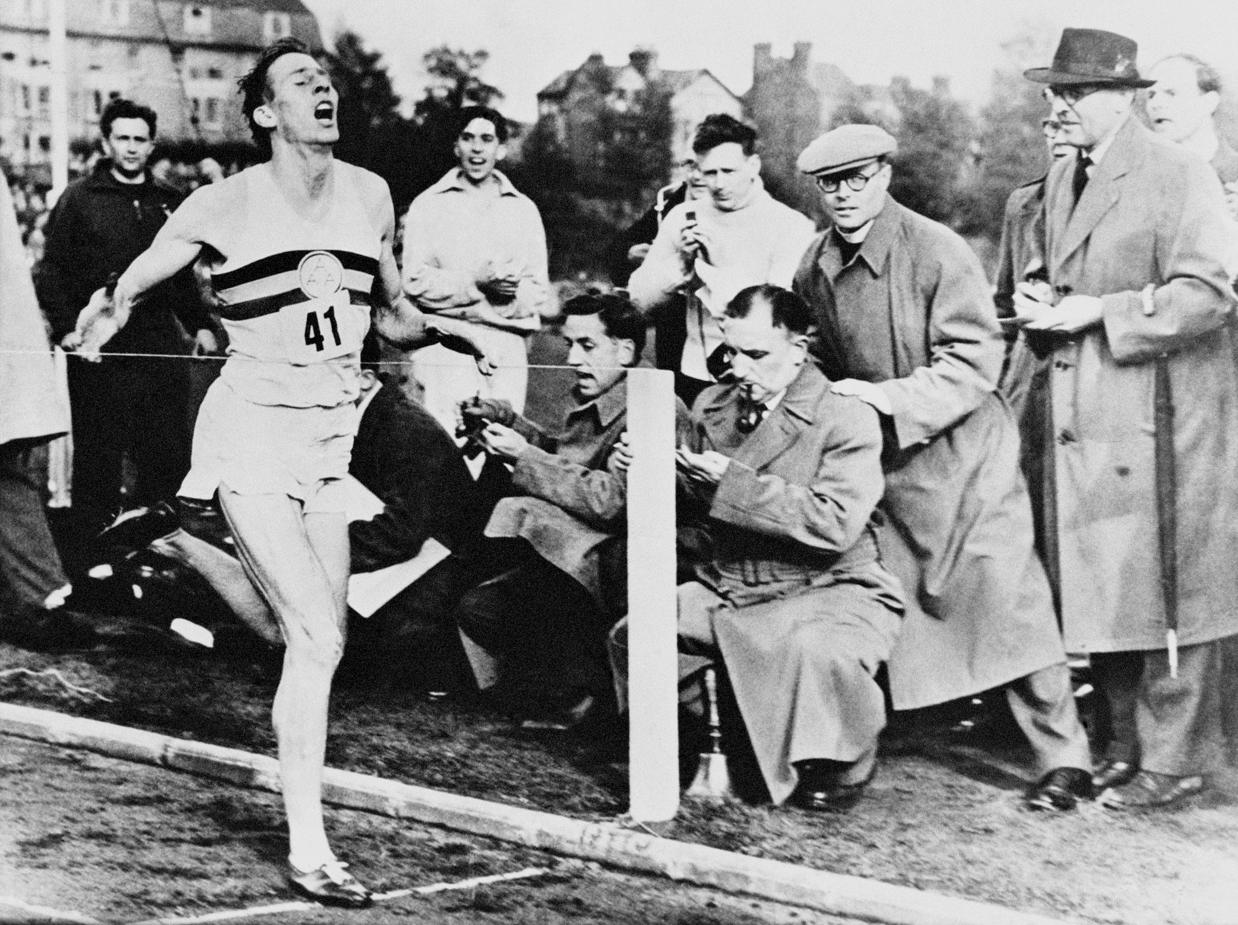 Roger Bannister completing the 4-minute mile