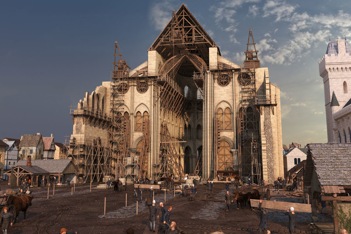 An AR portrait of the Notre Dame De Paris during construction