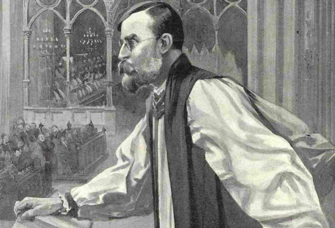 Engraving depicting Charles Gore preaching