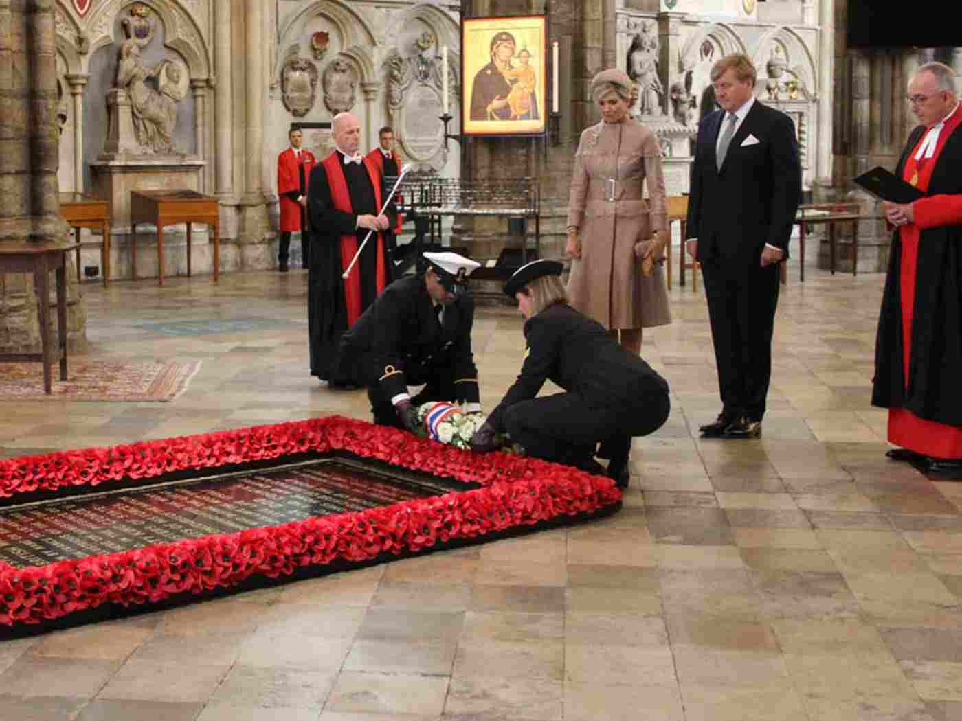 A wreath is laid at the Grave of the Unknown Warrior