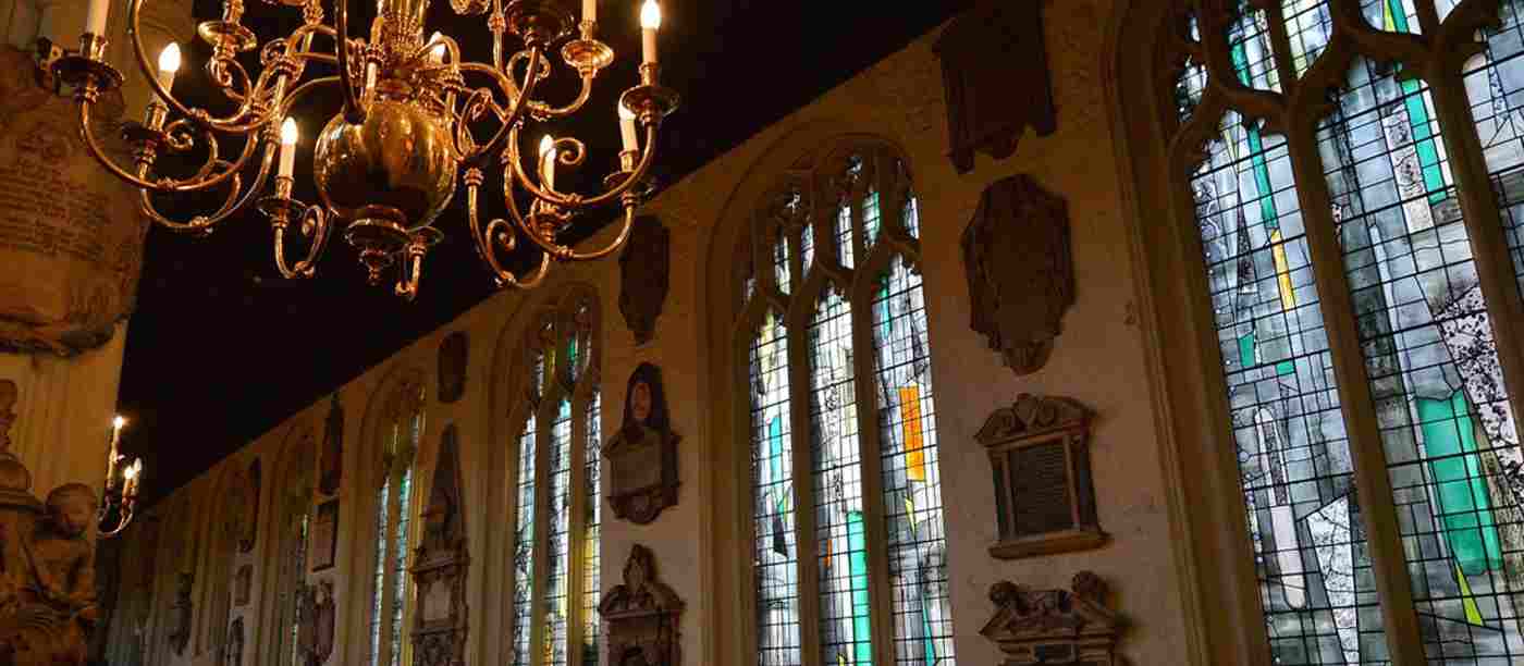 Stained glass windows designed by John Piper, installed in St Margaret's Church, Westminster, in 1967