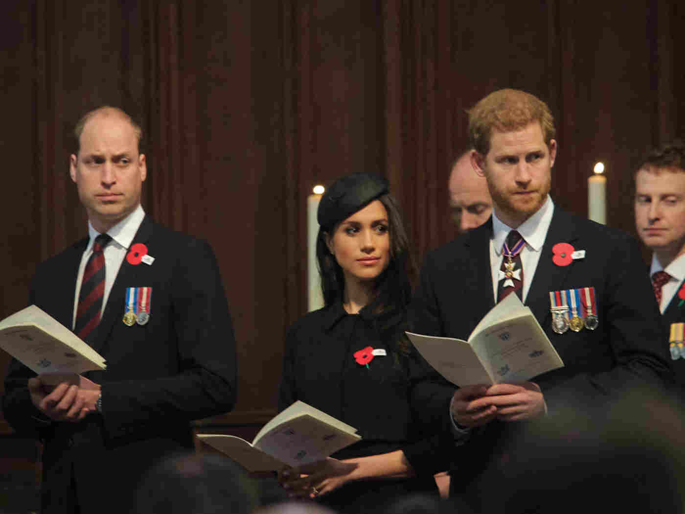 Prince William, Ms Meghan Markle and Prince Harry during the service
