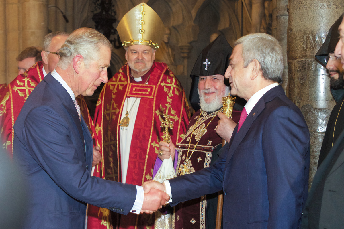 HRH The Prince of Wales, The Bishop of London; His Holiness Karekin II, Supreme Patriarch and Catholicos of All Armenians; and the President of the Republic of Armenia