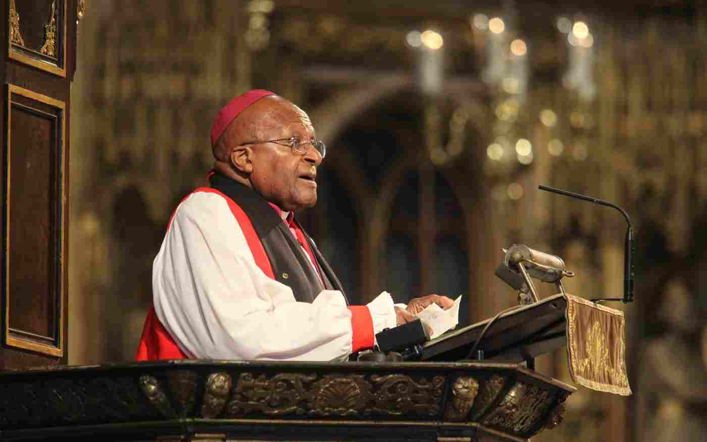 Desmond Tutu speaking at the Abbey