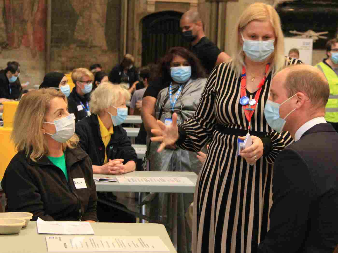 The Duke of Cambridge meets some of those administering vaccines