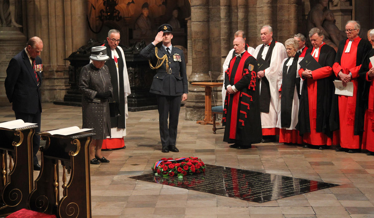 Her Majesty The Queen attends Abbey Somme Service