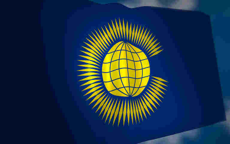 Photograph of Commonwealth flag, the yellow symbol of the commonwealth on a blue background,  to represent fascinating flags family video