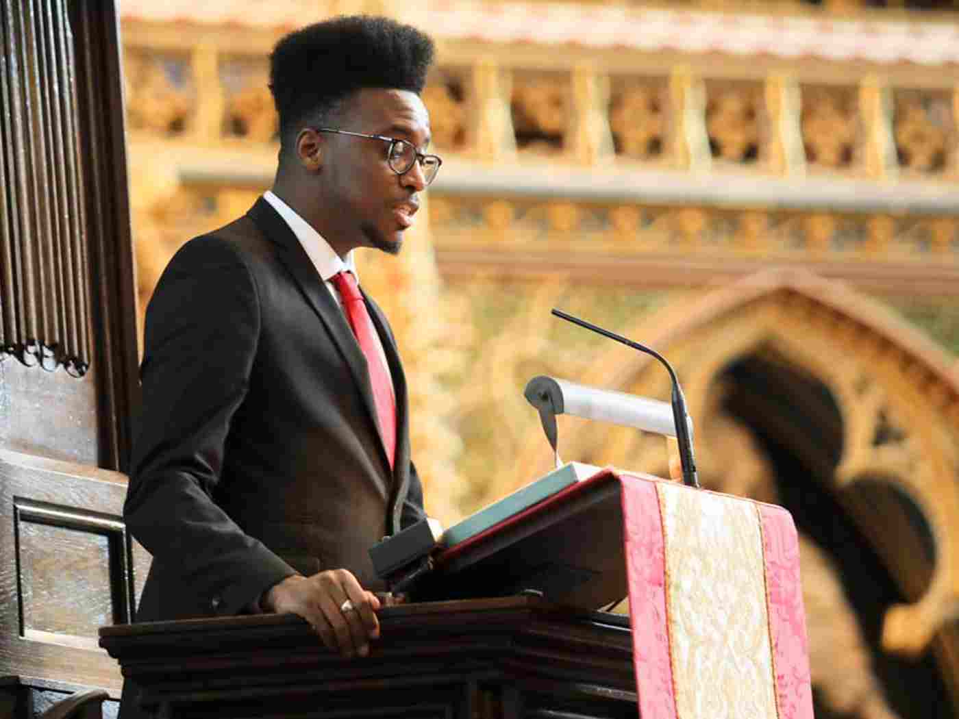 Joseph Lewis-Campbell, Visitor Experience Assistant, reads 1 St Peter 2: 4-9