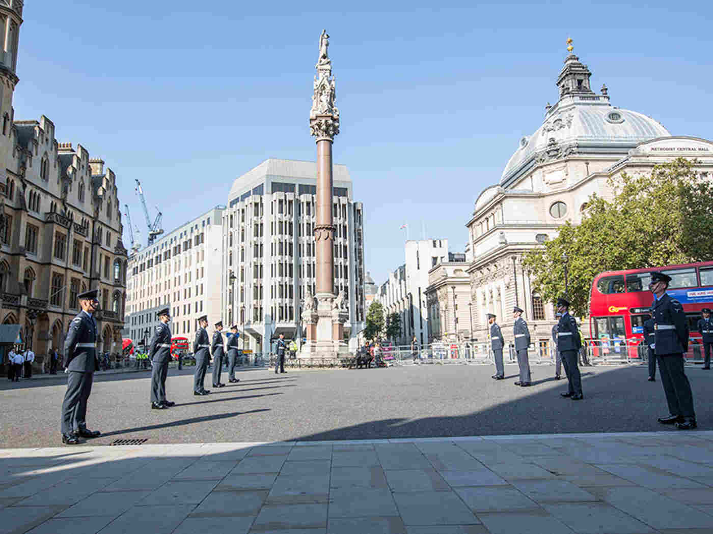 Social distancing was observed outside the church