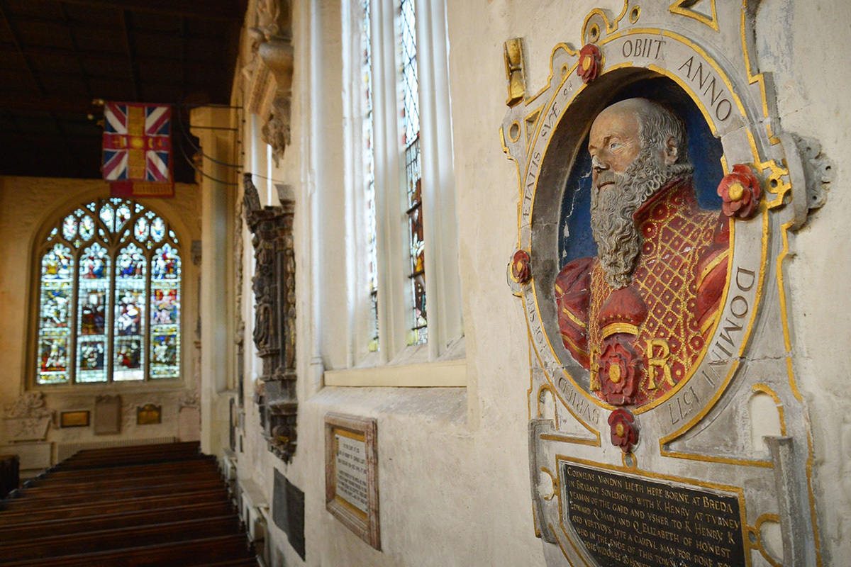 Memorial bust to Cornelius Van Dun in St Margaret's Church, Westminster