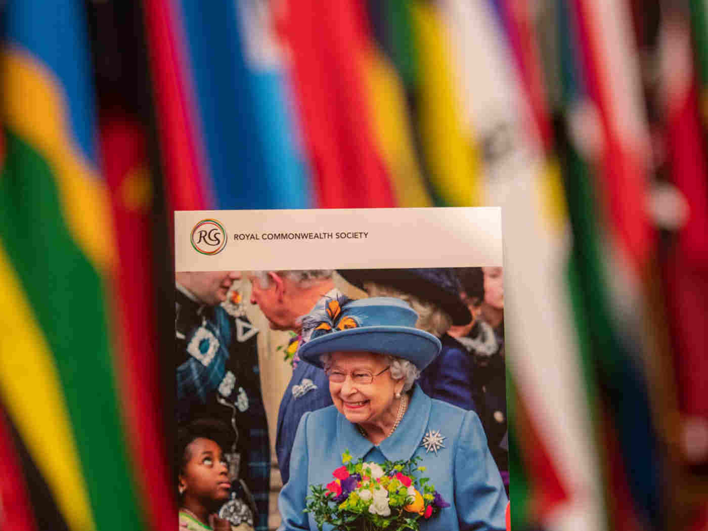 Commonwealth Day 2022 brochure with a picture of the Queen on it