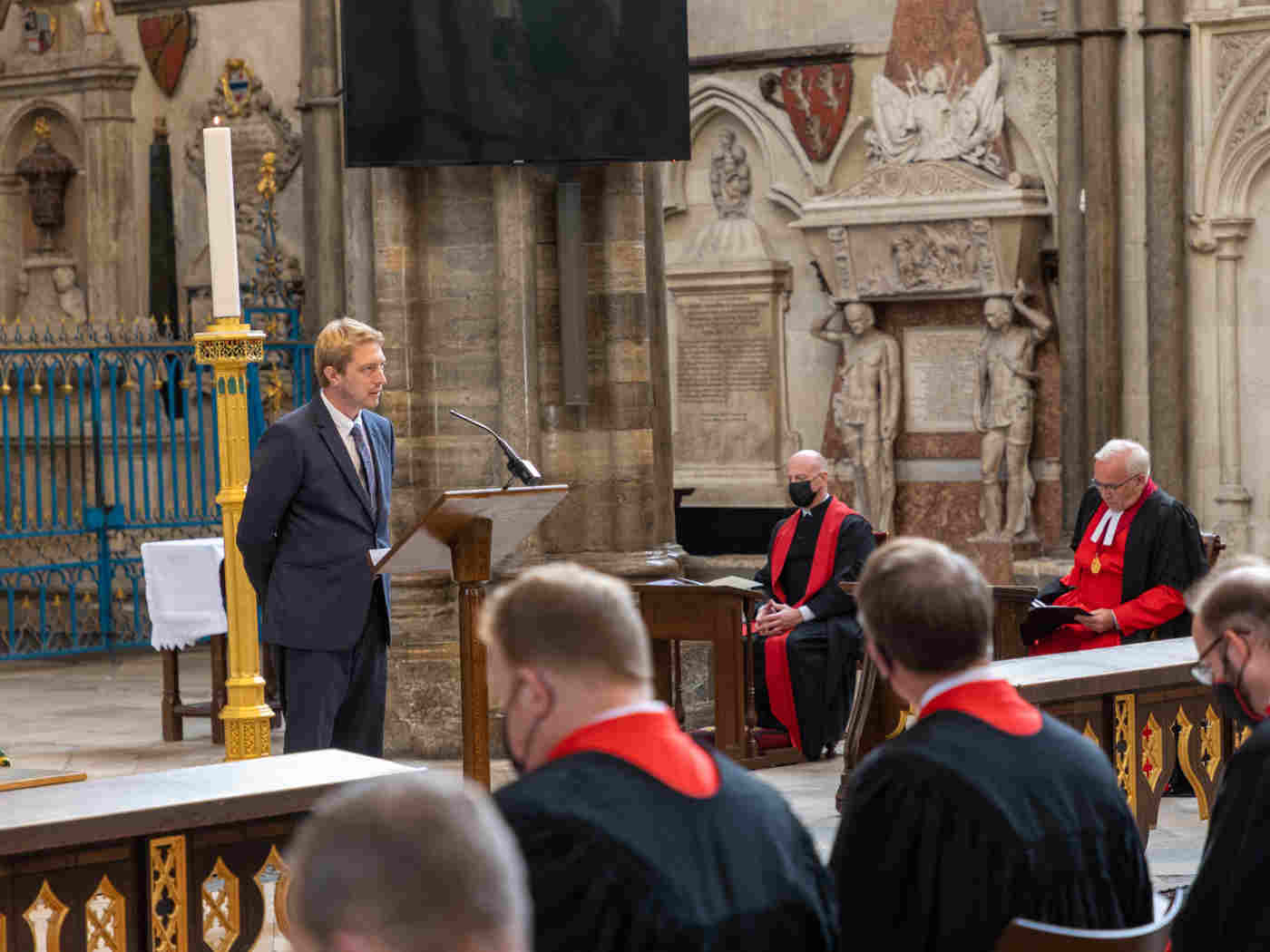 Barnaby Townsend, grandson, gives a reading