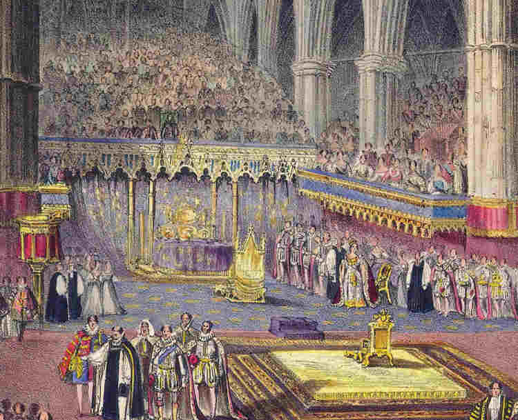 Illustration of Queen Victoria's coronation at Westminster Abbey in 1838, representing a guide for teachers about how to use the coronation resources