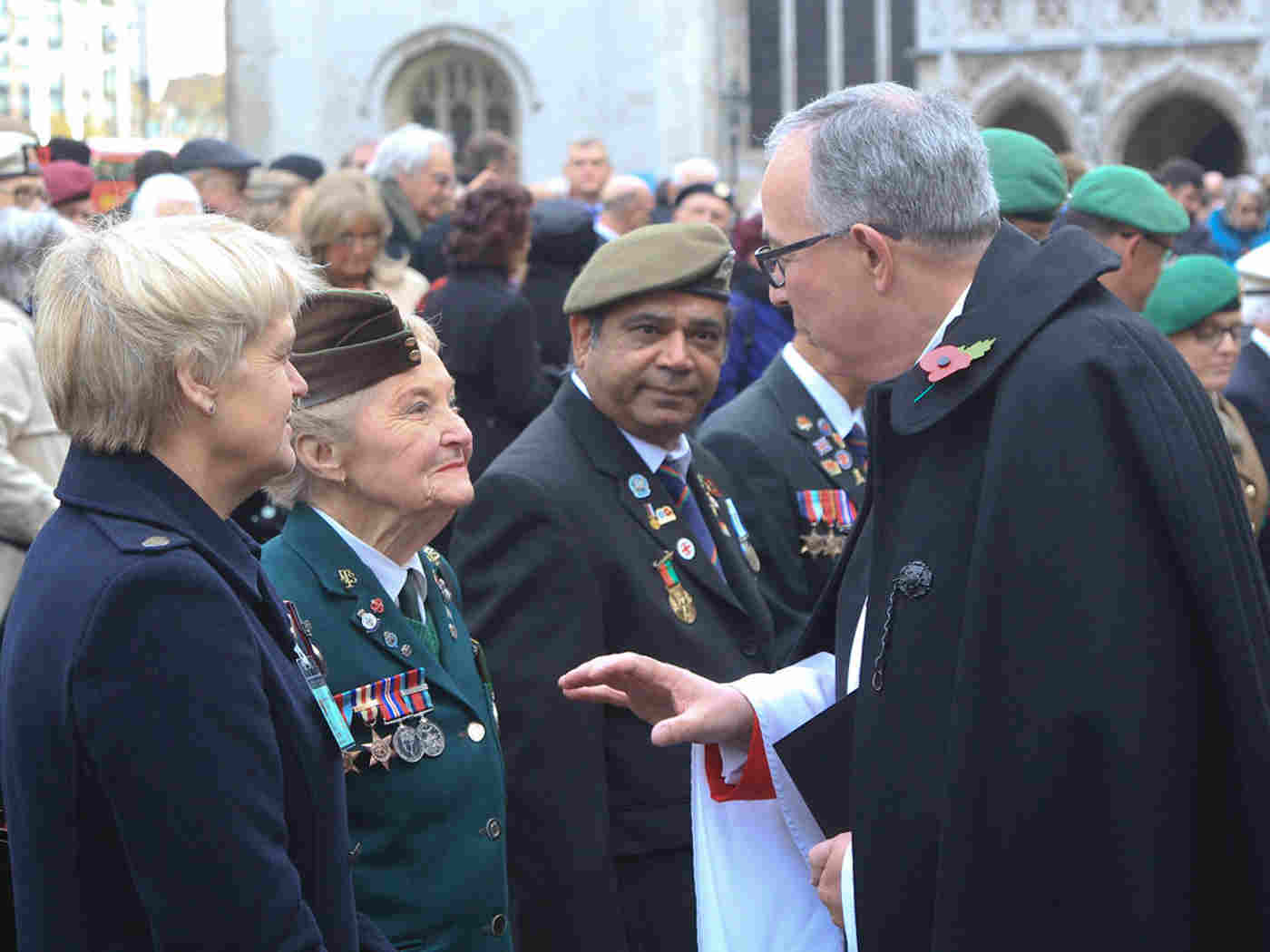 The Dean of Westminster, the Very Reverend Dr John Hall, meets veterans