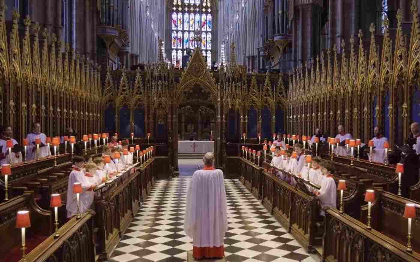 Choir singing during a socially distanced service