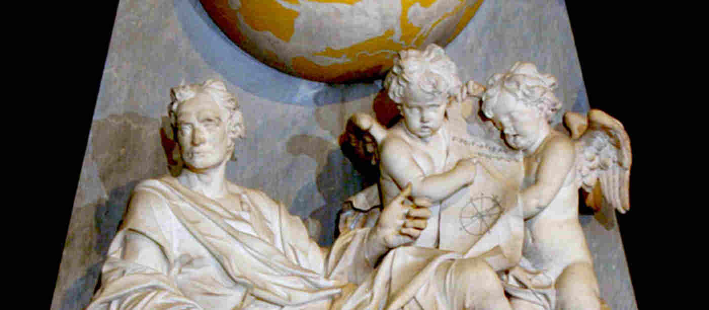 Photograph of Sir Isaac Newton memorial in Scientists' Corner in Westminster Abbey to promote the scientists page for families