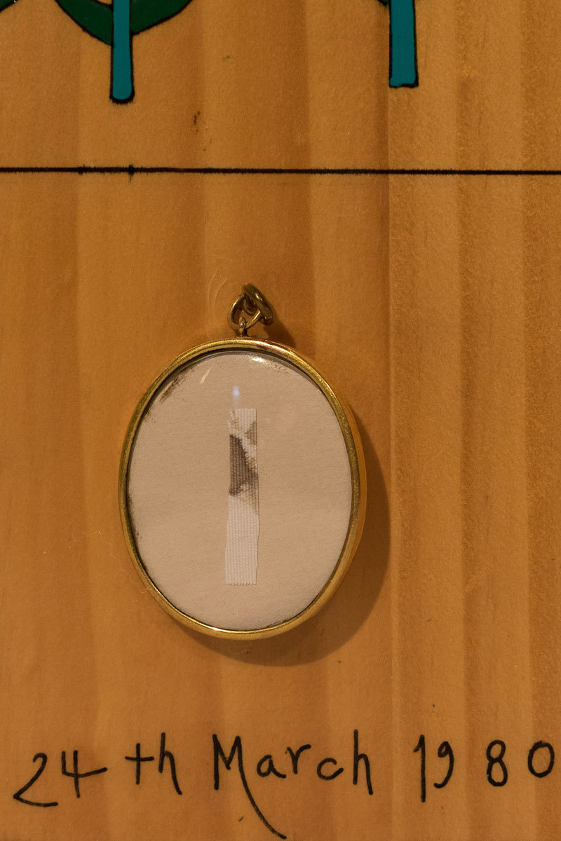The relic of Archbishop Romero, a piece of the blood-stained alb in which he was martyred, displayed on the High Altar in a reliquary designed by Fernando Llort