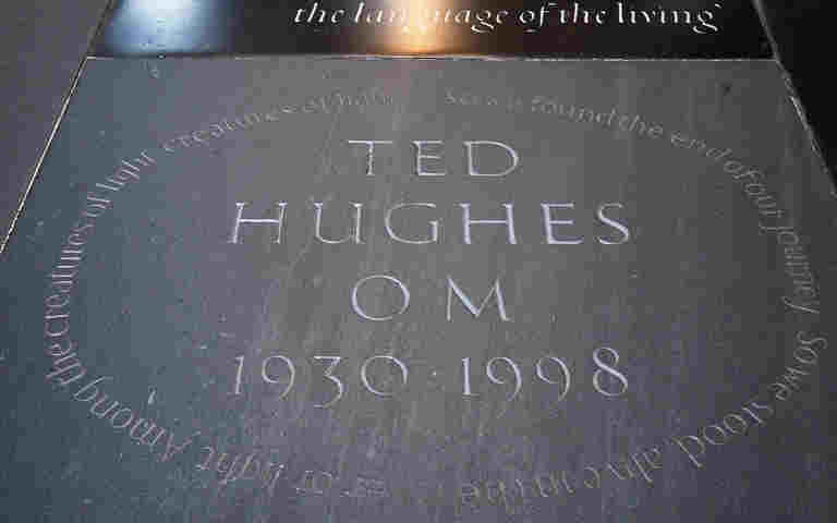 Photograph of Ted Hughes memorial in Westminster Abbey