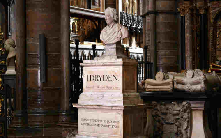 Photograph of John Dryden memorial in Poets' Corner in Westminster Abbey