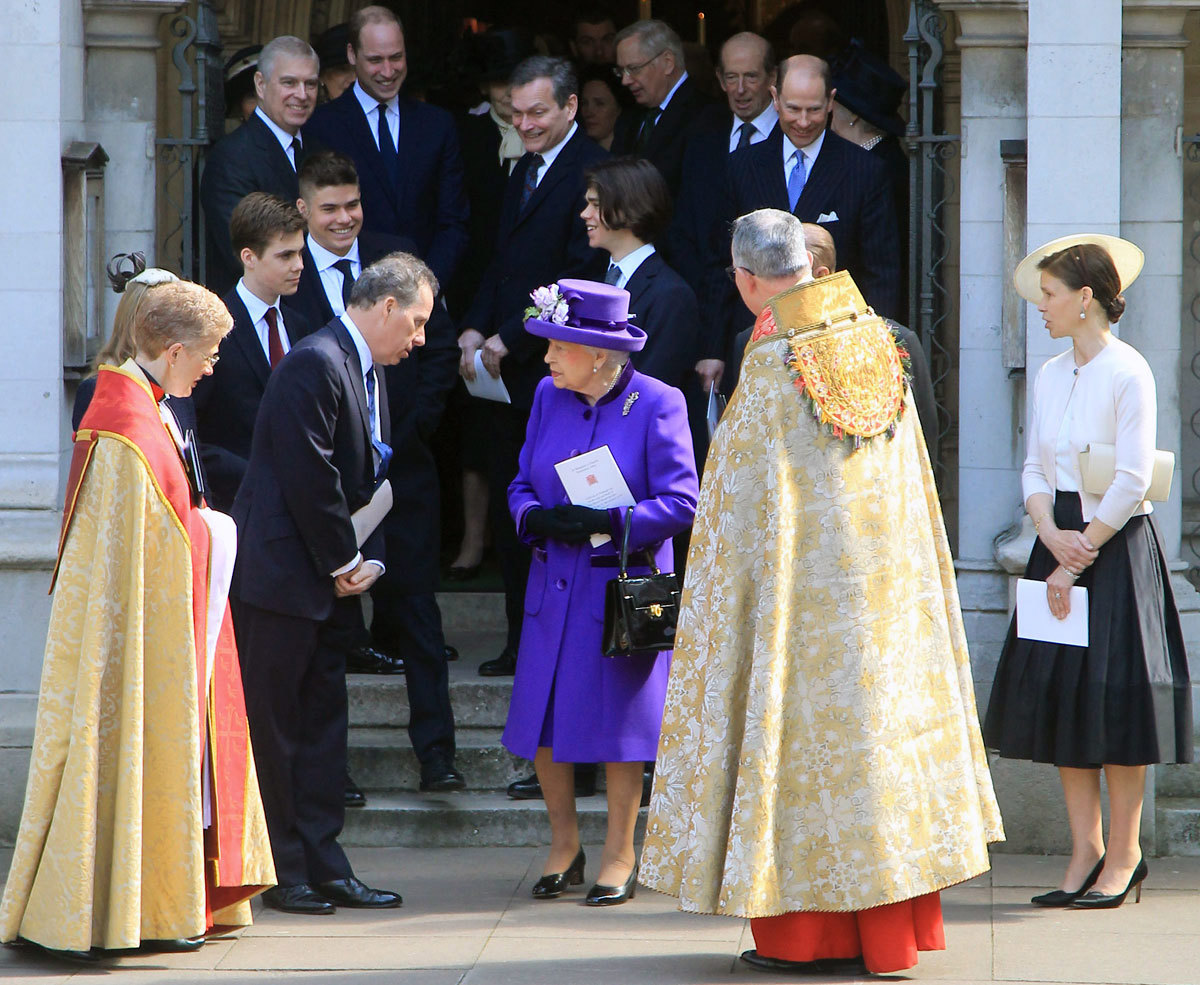 Members of the Royal family and Snowdon family following the service