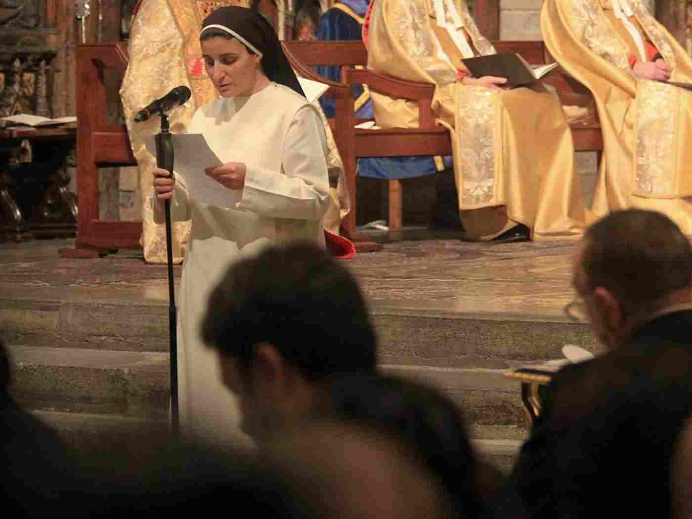 Sister Nazek Matty, Dominican Sisters of St Catherine of Sienna, Iraq, reads a Testimony