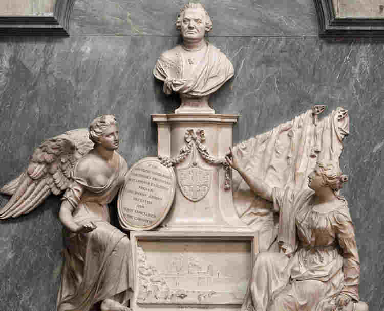 Photograph of stone memorial to Lawrence Stringer at Westminster Abbey, showcasing a Q&A session about Britain's Imperial Past and Identity.