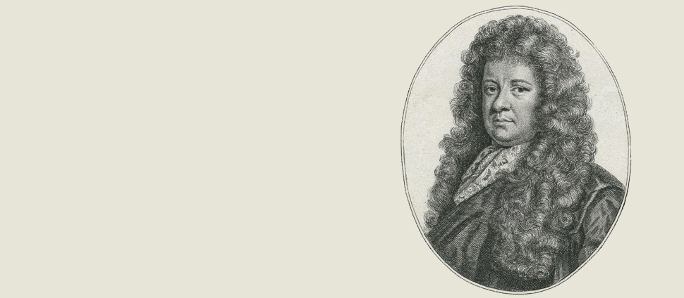 Black and white engraving of Samuel Pepys