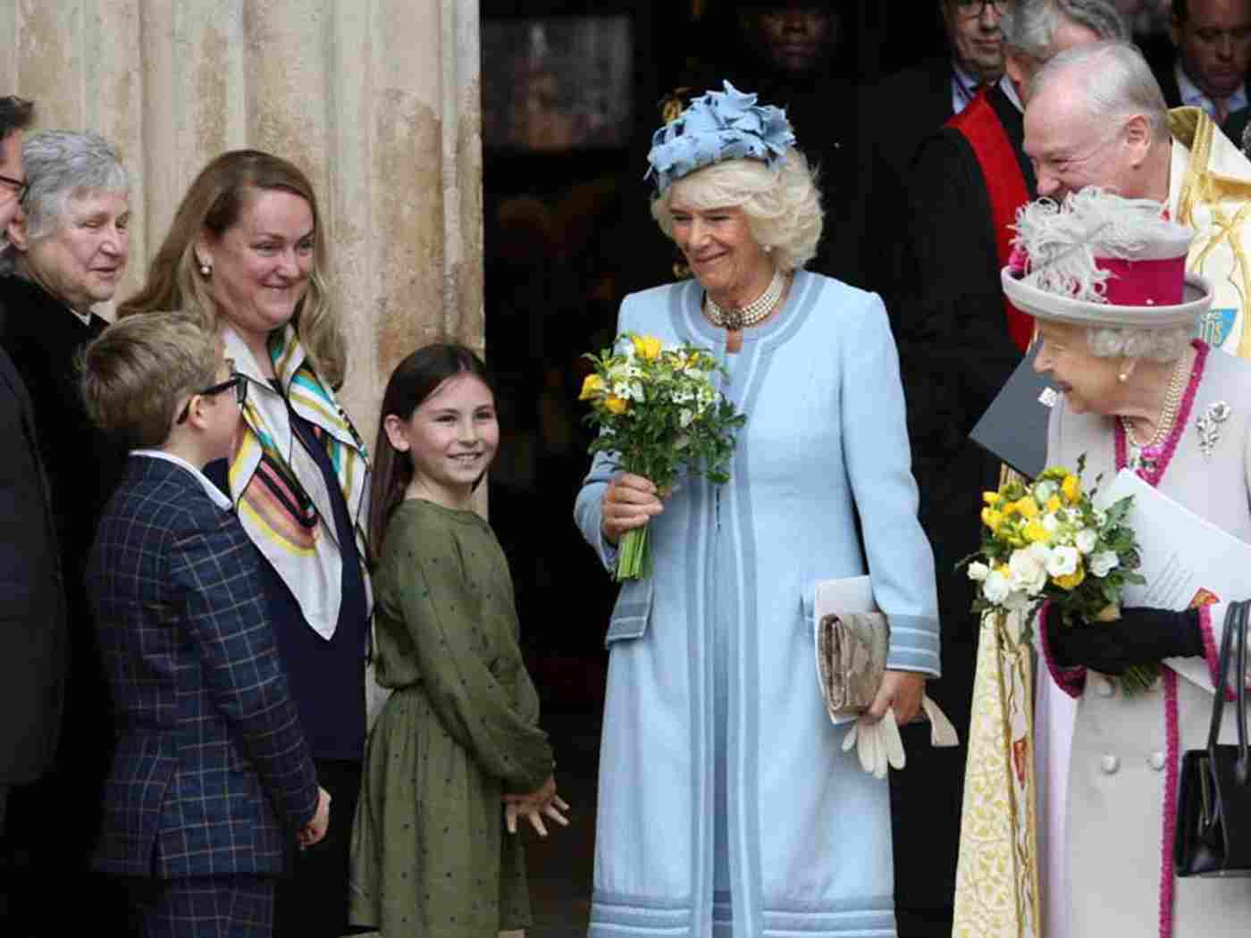 The Duchess of Cornwall received flowers from Theo, aged 9