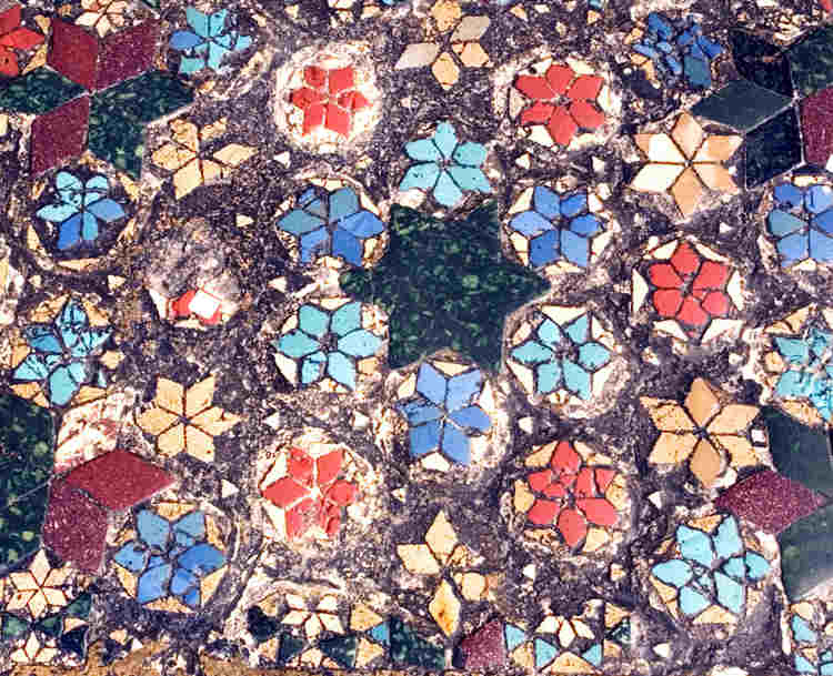 Photograph of mosaic flooring in Westminster Abbey, representing light and colour in Christian art