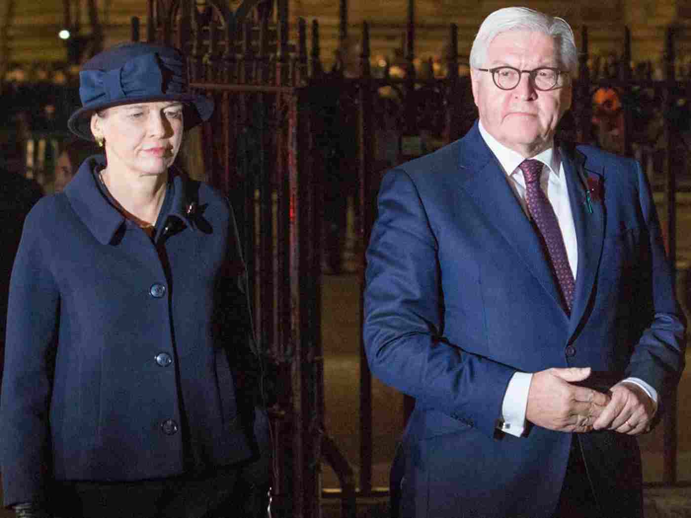 The President of Germany and Frau Elke Budenbender arrive for the service