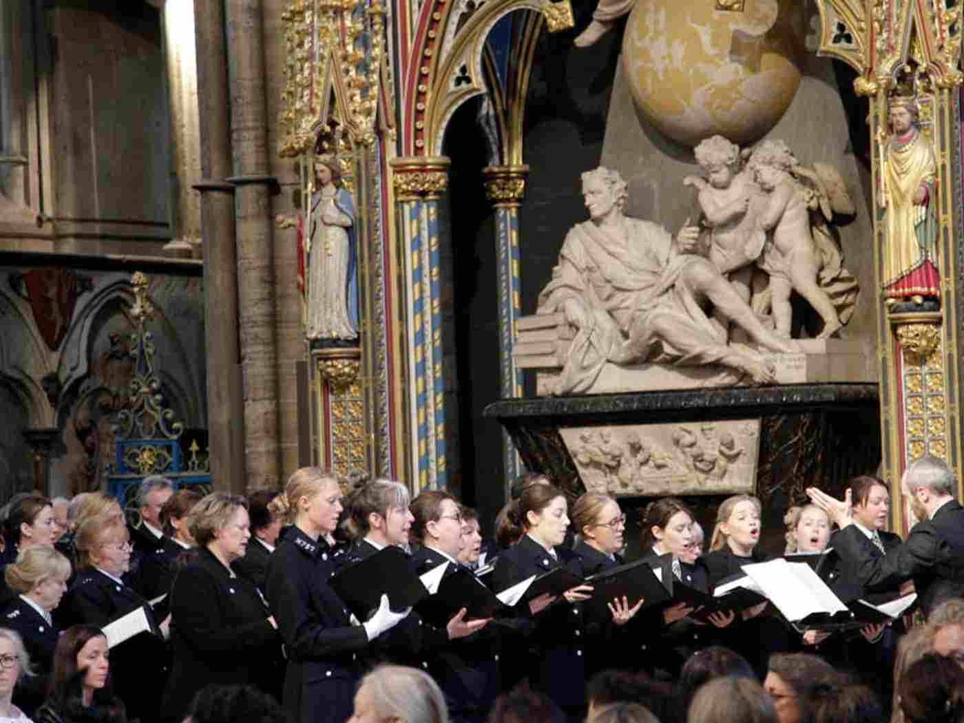 The Metropolitan Police Choir sings before the service