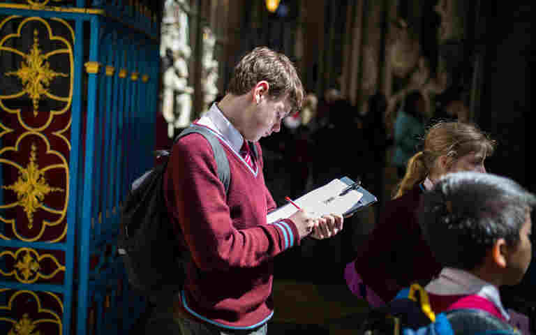 Photograph of KS4 student in Westminster Abbey