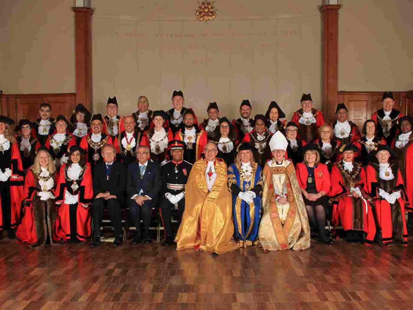 The London Mayors pose for a photo in College Hall