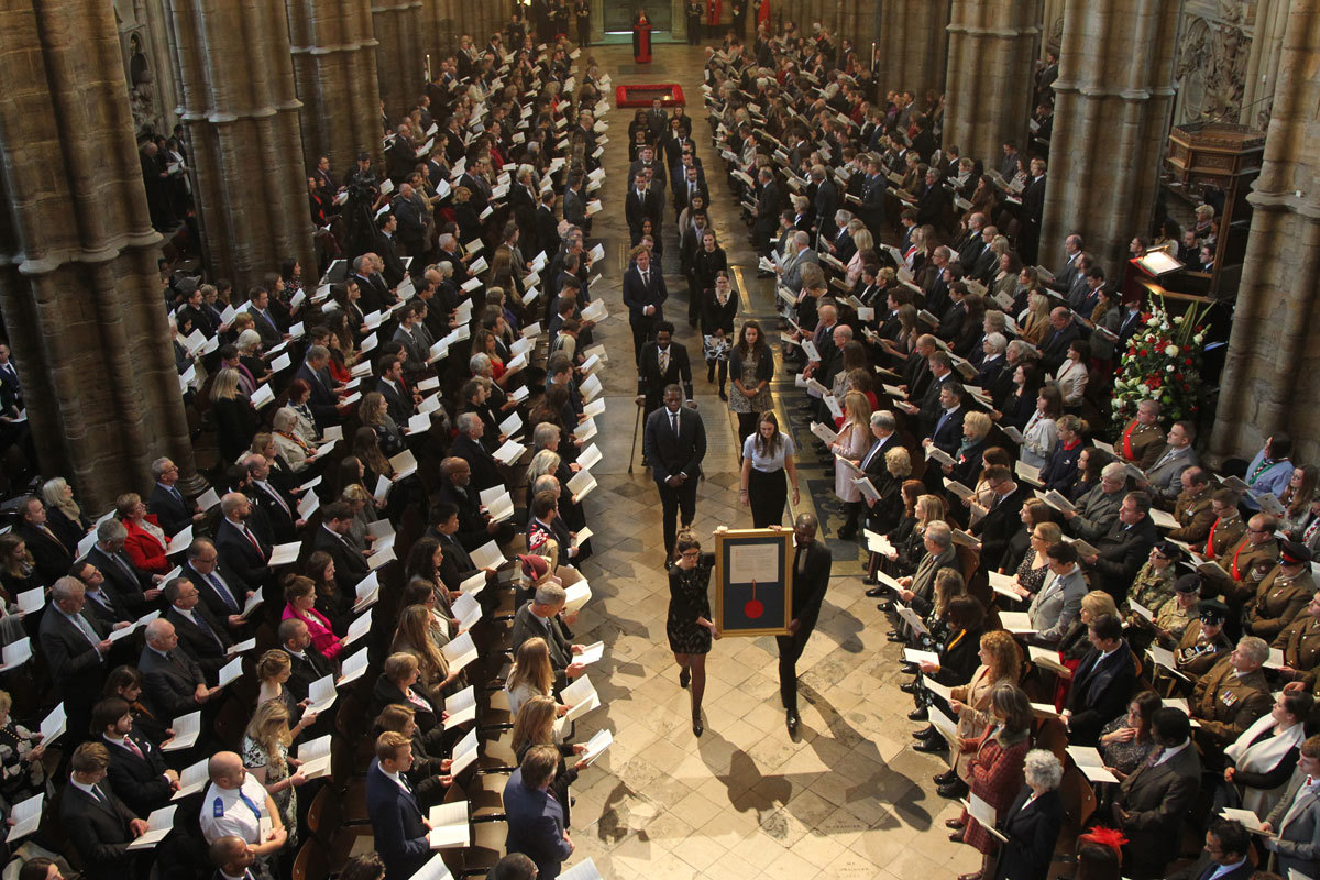 The Royal Charter of the Duke of Edinburgh's Award is borne through the Abbey