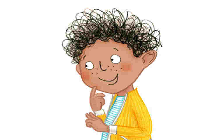 Illustration of young boy thinking