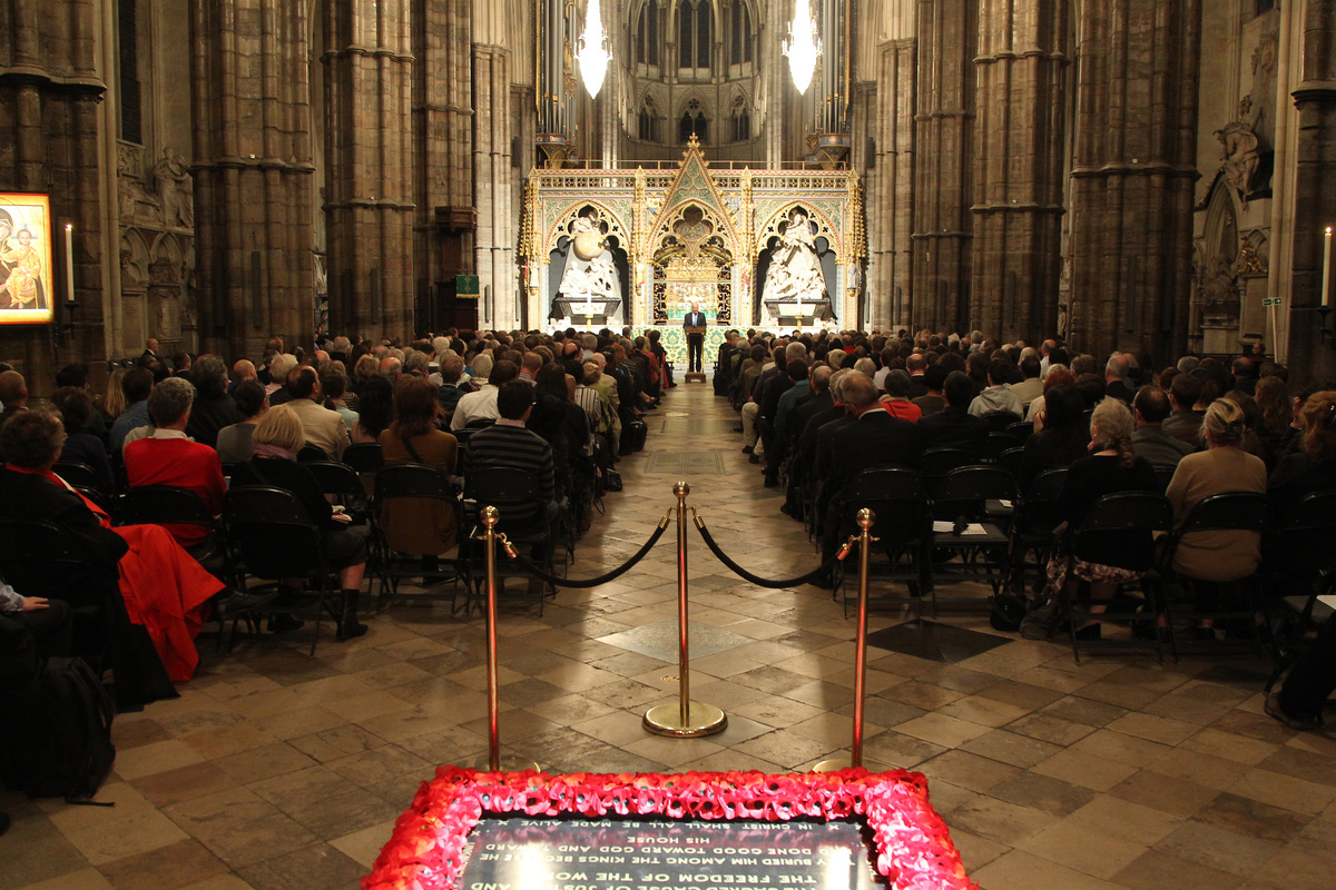 The lecture was held in the Nave of Westminster Abbey
