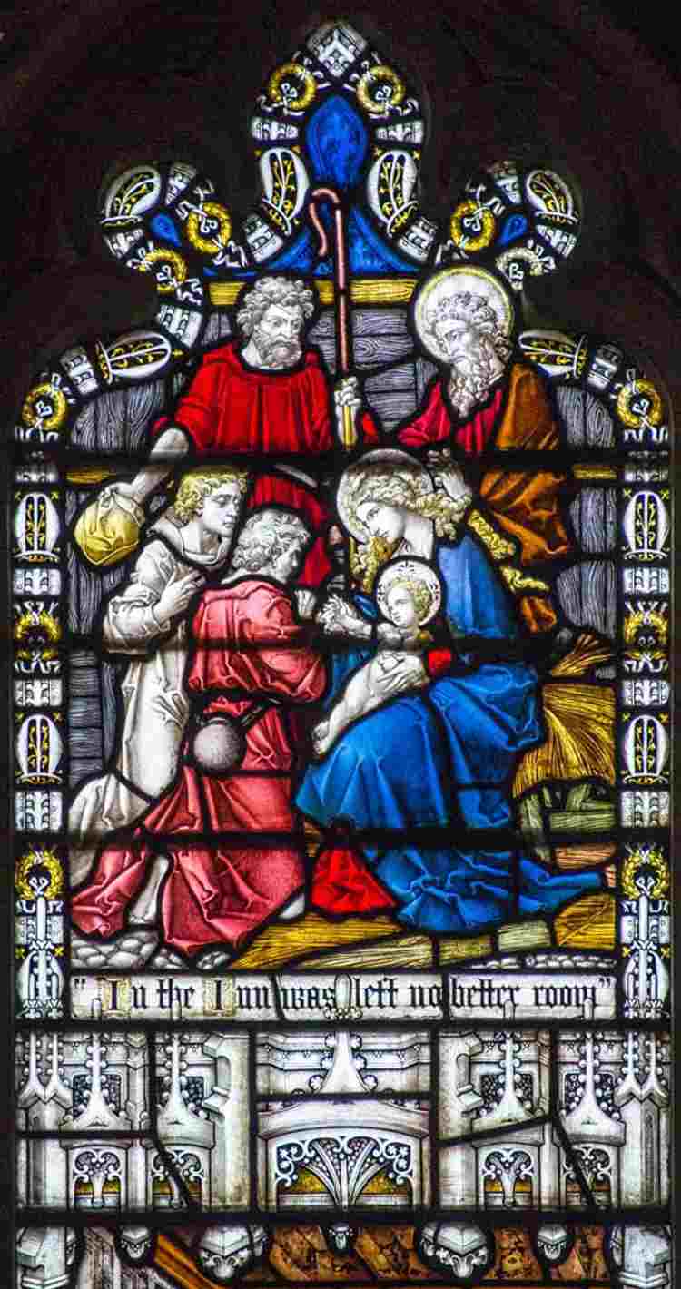 Birth of Jesus scene in Milton window
